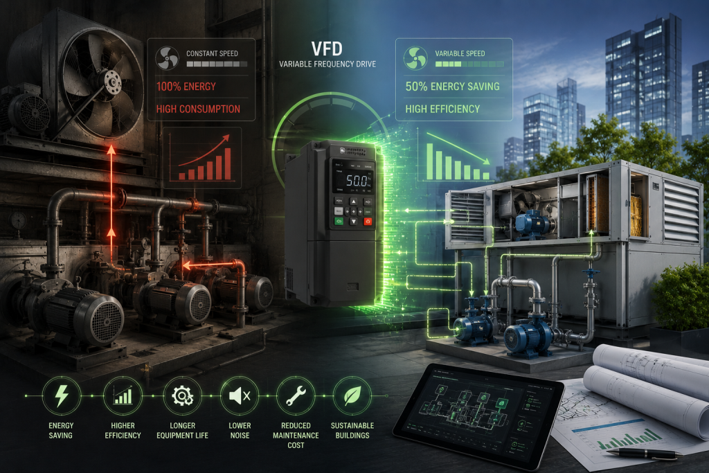 کاهش مصرف انرژی با VFD در سیستم HVAC